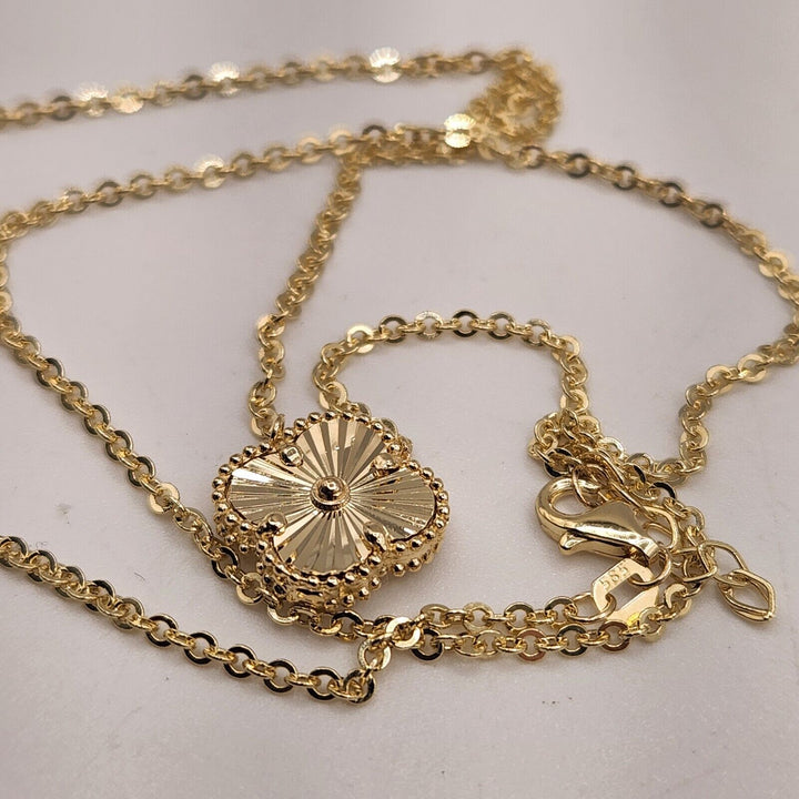 Fancy 14k Yellow Gold All Gold Flower Pendant Necklace 18"