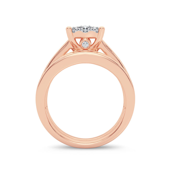 Romantic 10k Rose Gold Lab Diamond Bridal Ring (0.50 Ct)