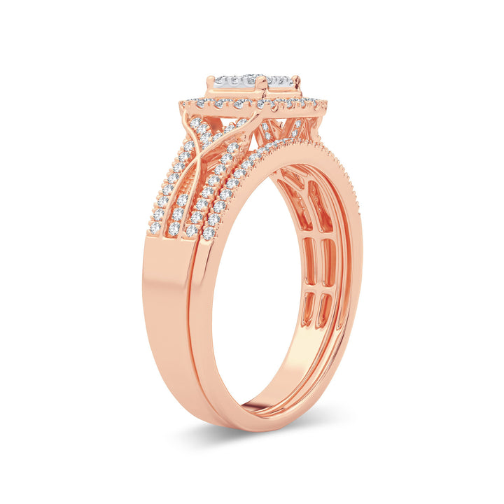 10k Rose Gold 0.50ct Lab Diamond Bridal Ring Set