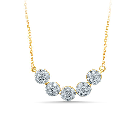 14K Yellow Gold Sparkling Diamond Pendant Necklace