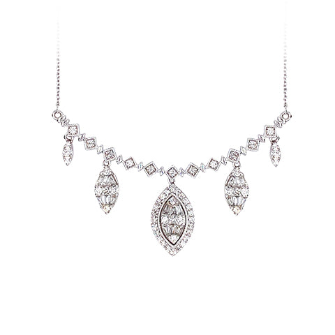 Luminous 14k White Gold Diamond Pendant Necklace (0.83 CT)