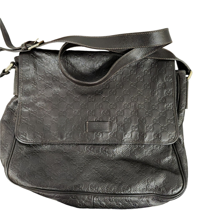 Gucci Brown Guccissima Leather Messenger Bag/Crossbody bag Embossed GG Monogram
