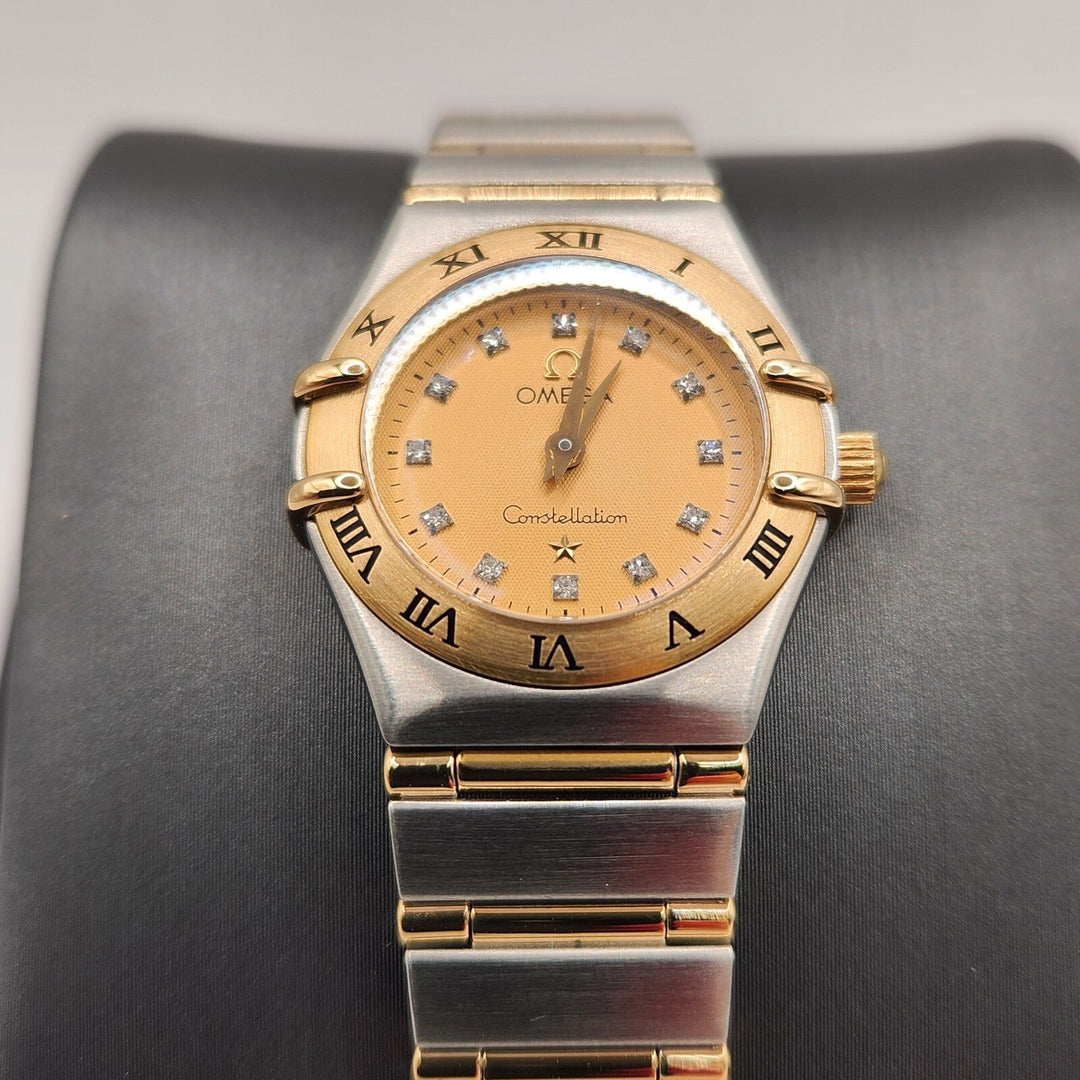 Omega Constellation 18k Gold & Stainless Steel Diamond Dial Women's Watch 22mm