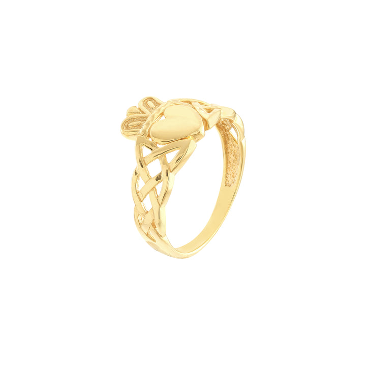 High-Polished Braided Claddagh Ring