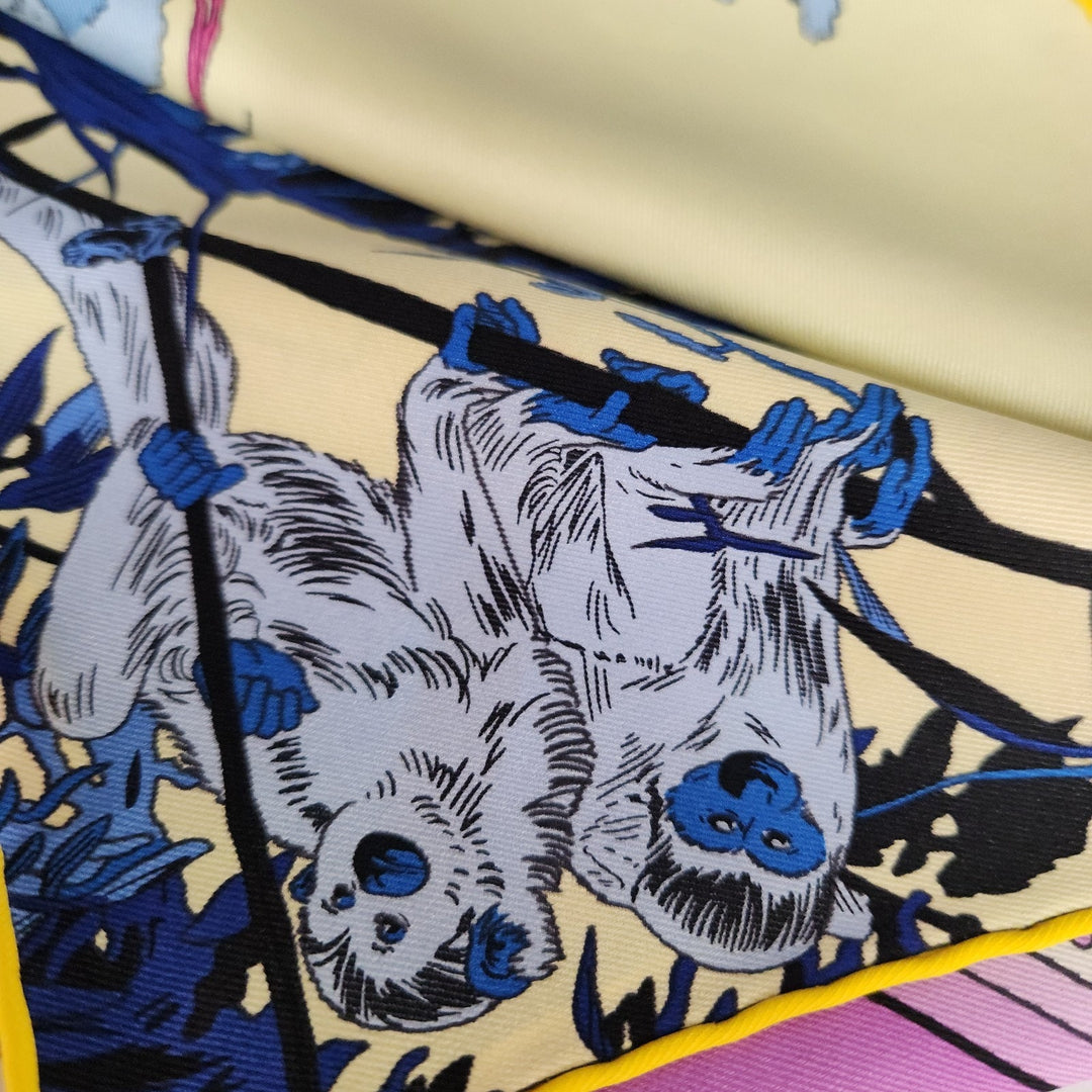 New Hermes Silk Scarf 70cm 100% Silk Blue/Rose Color