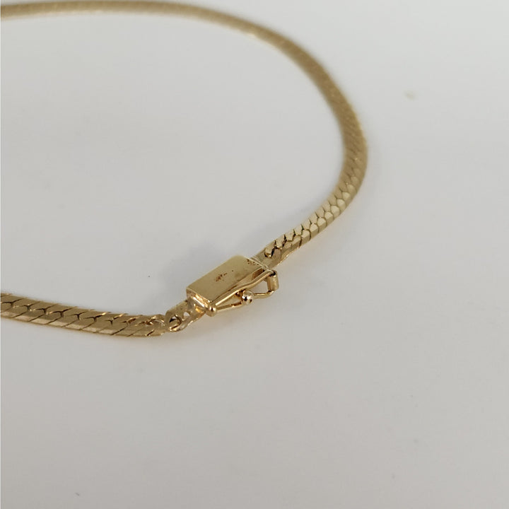 14K Yellow Gold Herringbone necklace 21" solid gold chain