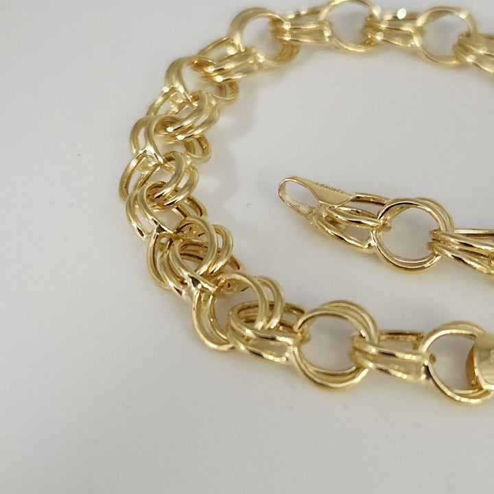14k Yellow Gold Double Row Chain Link Bracelet 7.2"