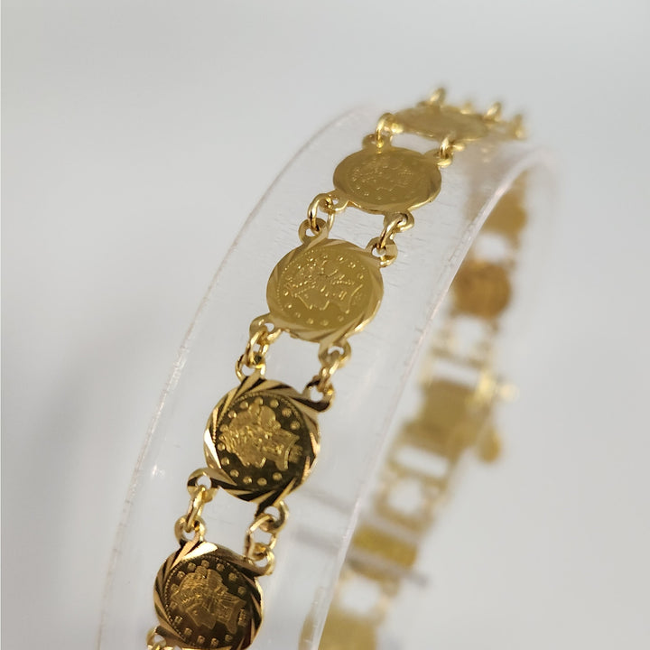 18k Yellow Gold Vintage Coin link Bracelet 7"
