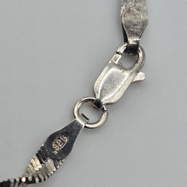 925 Sterling Silver Diamond Cut Twisted Spiral Anklet 9.5" 4.2g