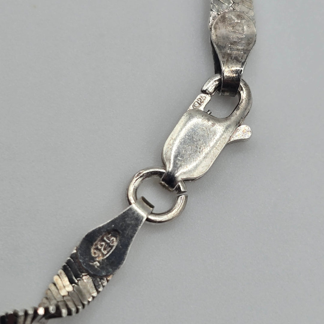 925 Sterling Silver Diamond Cut Twisted Spiral Anklet 9.5" 4.2g
