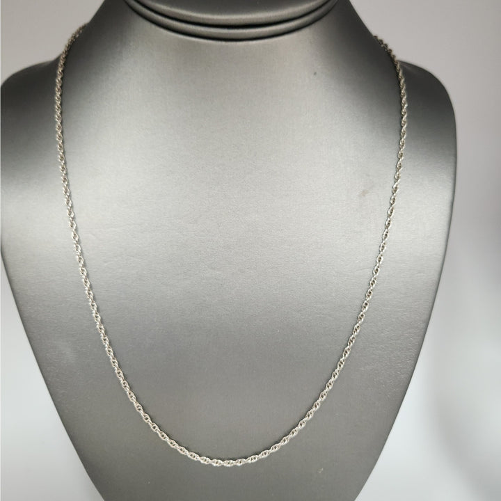 Patina 925 Sterling silver 22" Rope Necklace Classic antique finish silver chain