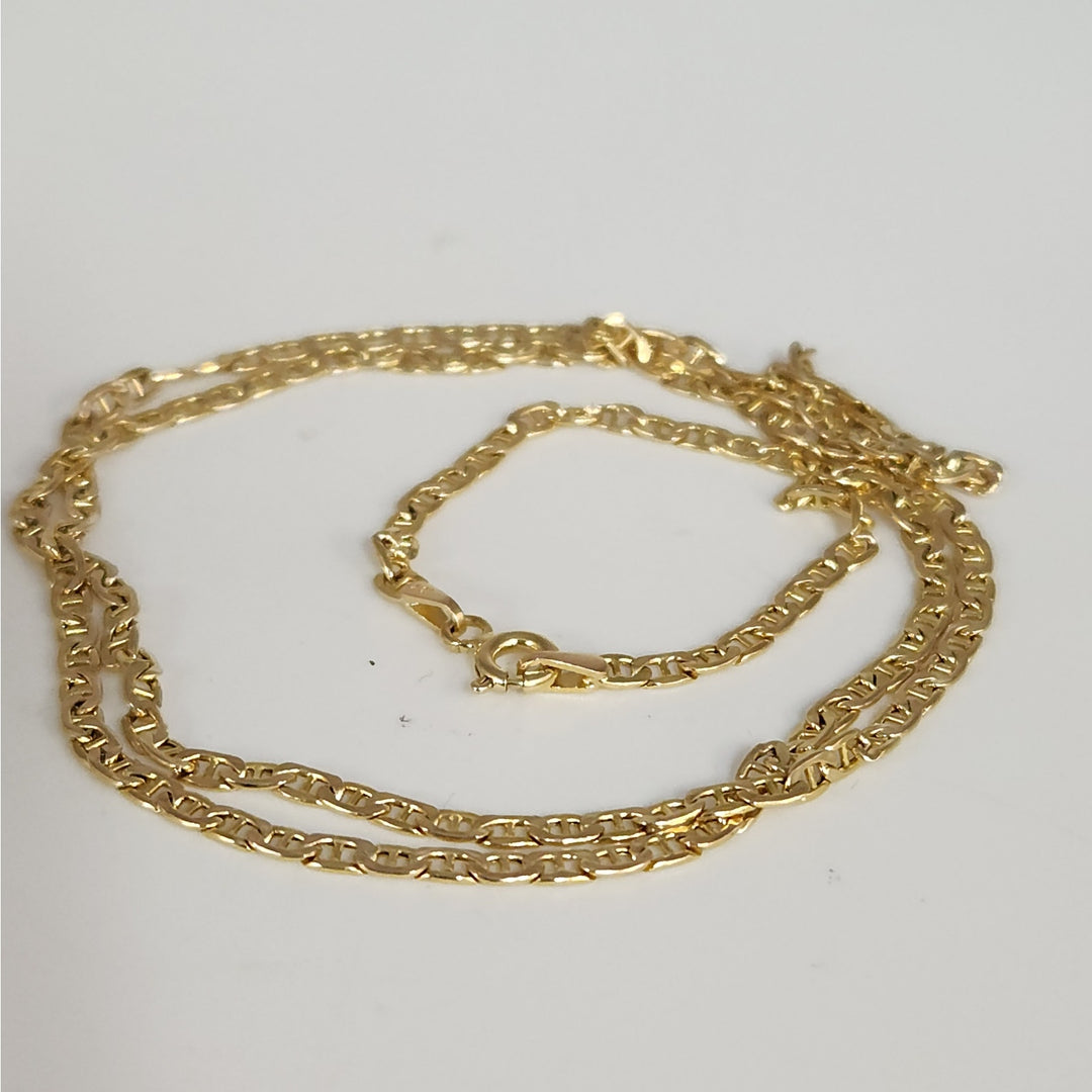 10K Yellow Gold Mariner Link Chain Necklace 20"
