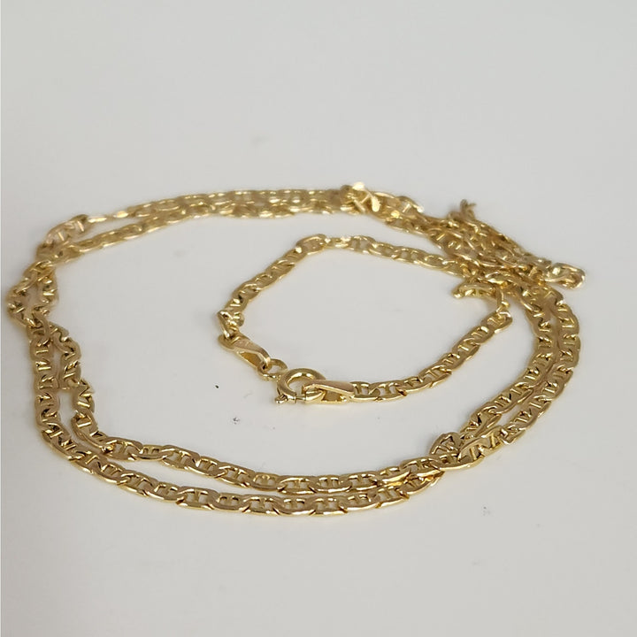 10K Yellow Gold Mariner Link Chain Necklace 20"