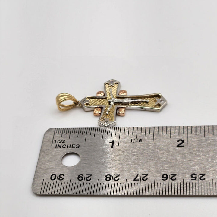 14k Gold Multi Tone Gold Cross Pendant