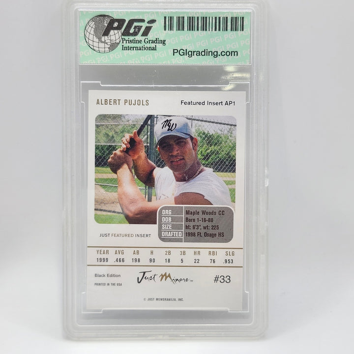 2000 Just Minors Albert Pujols Black SP Rookie RC #33 PGI 10 GEM MINT Card