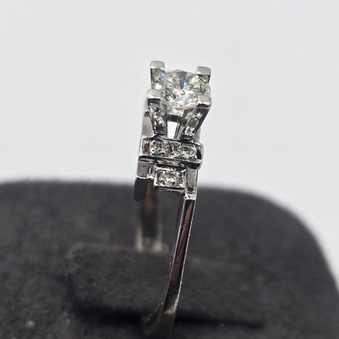 9K White Gold .40 CT Diamond Ring with Diamond Accents 2.8g
