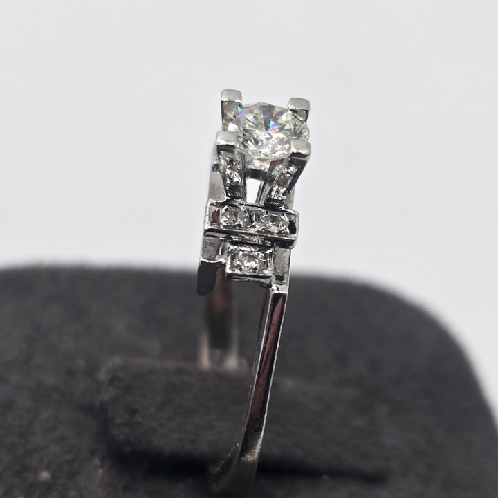 9K White Gold .40 CT Diamond Ring with Diamond Accents 2.8g