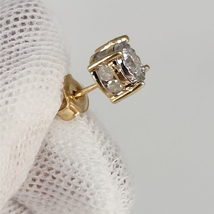 14k Gold Diamond Stud Earrings Round Brilliant illusion Setting