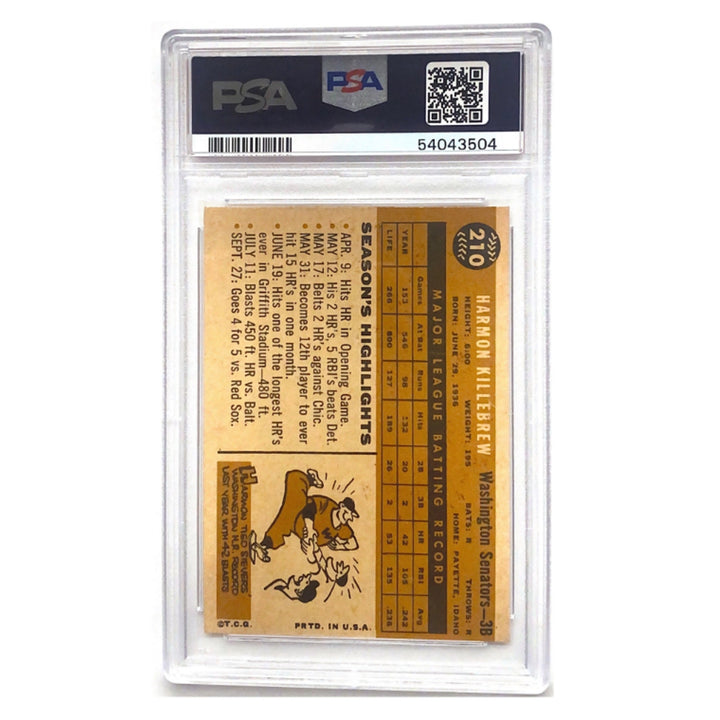1960 Topps #210 Harmon Killebrew EX- MT 6 Graded by PSA