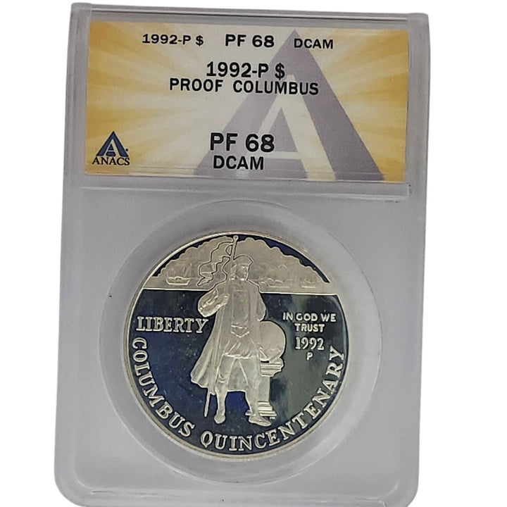 1992-P Christopher Columbus Quincentenary Silver Dollar ANACS PF 68 DCAM Proof