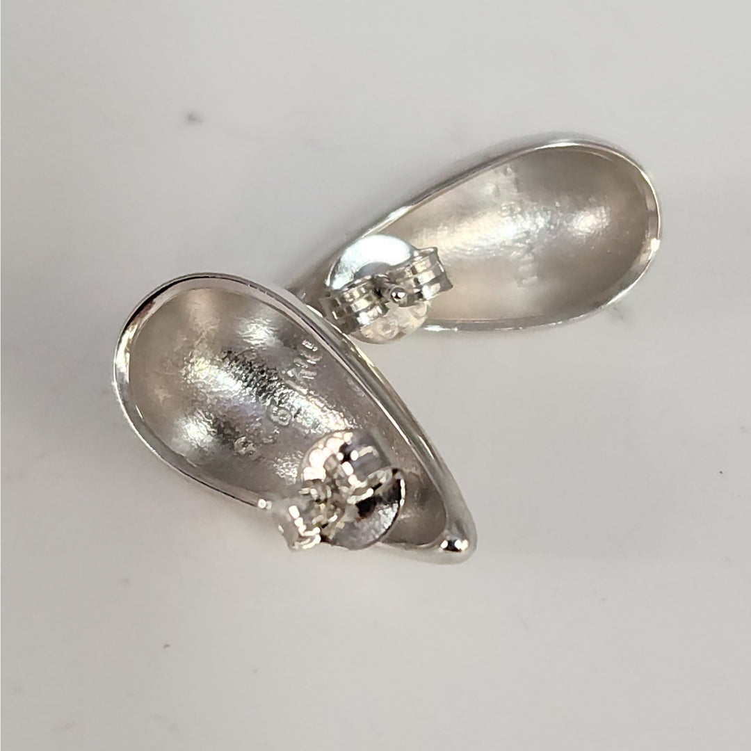925 Sterling Silver  Teardrop Stud Earrings Bold Polished