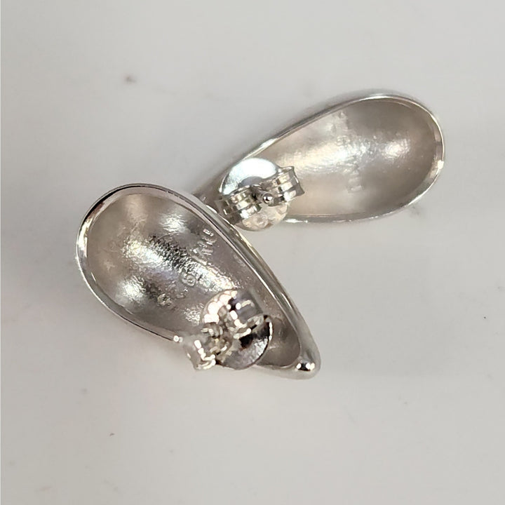 925 Sterling Silver  Teardrop Stud Earrings Bold Polished