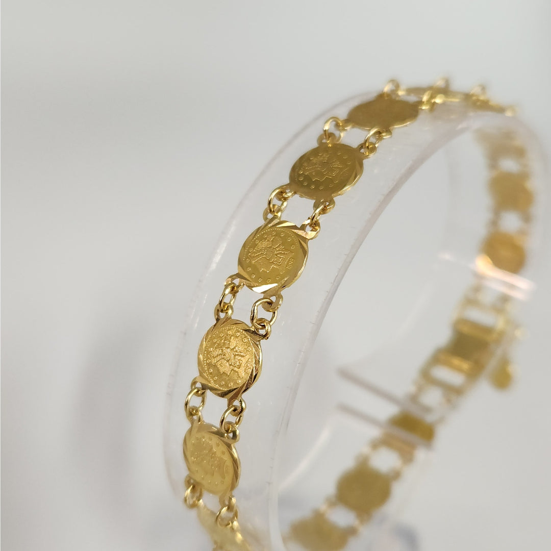 18k Yellow Gold Vintage Coin link Bracelet 7"