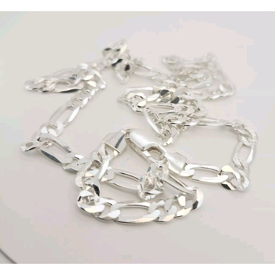 925 sterling silver figaro chain necklace 24" C