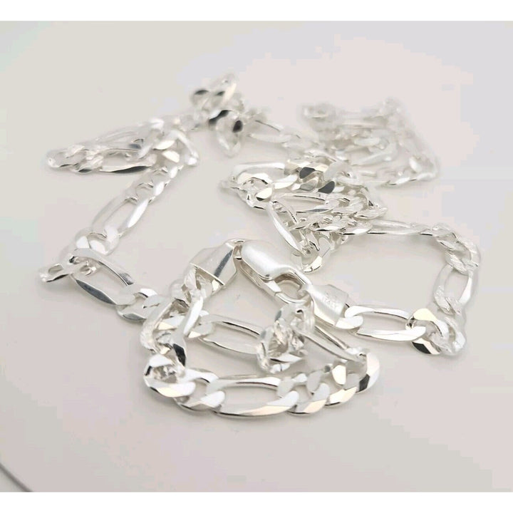925 sterling silver figaro chain necklace 24" C