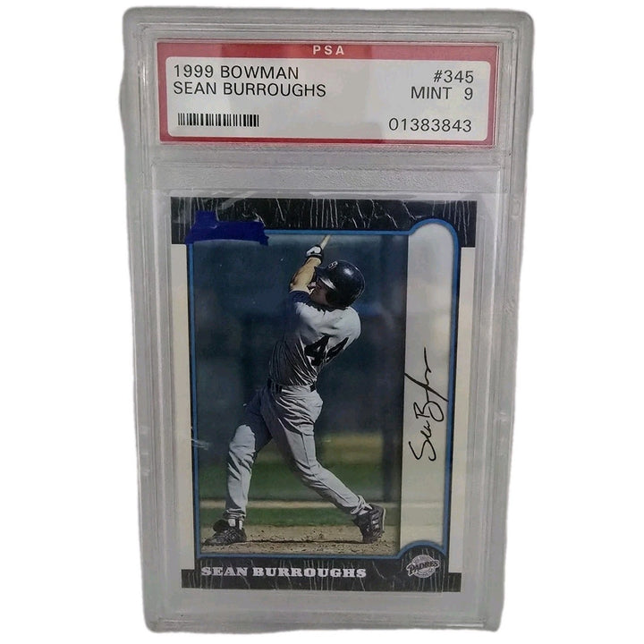 1999 Bowman Sean Burroughs #345 PSA Mint 9 San Diego Padres TOPPS Autograph B2