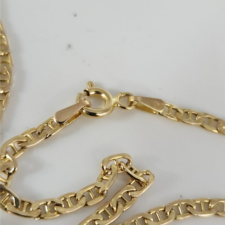 10K Yellow Gold Mariner Link Chain Necklace 20"