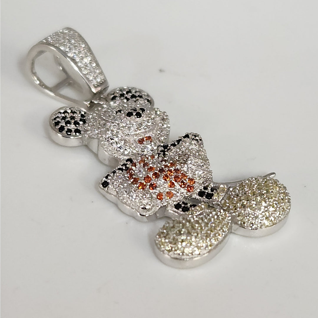 925 sterling silver Iced Out Mickey Mouse Pendant black red and white CZ Charm
