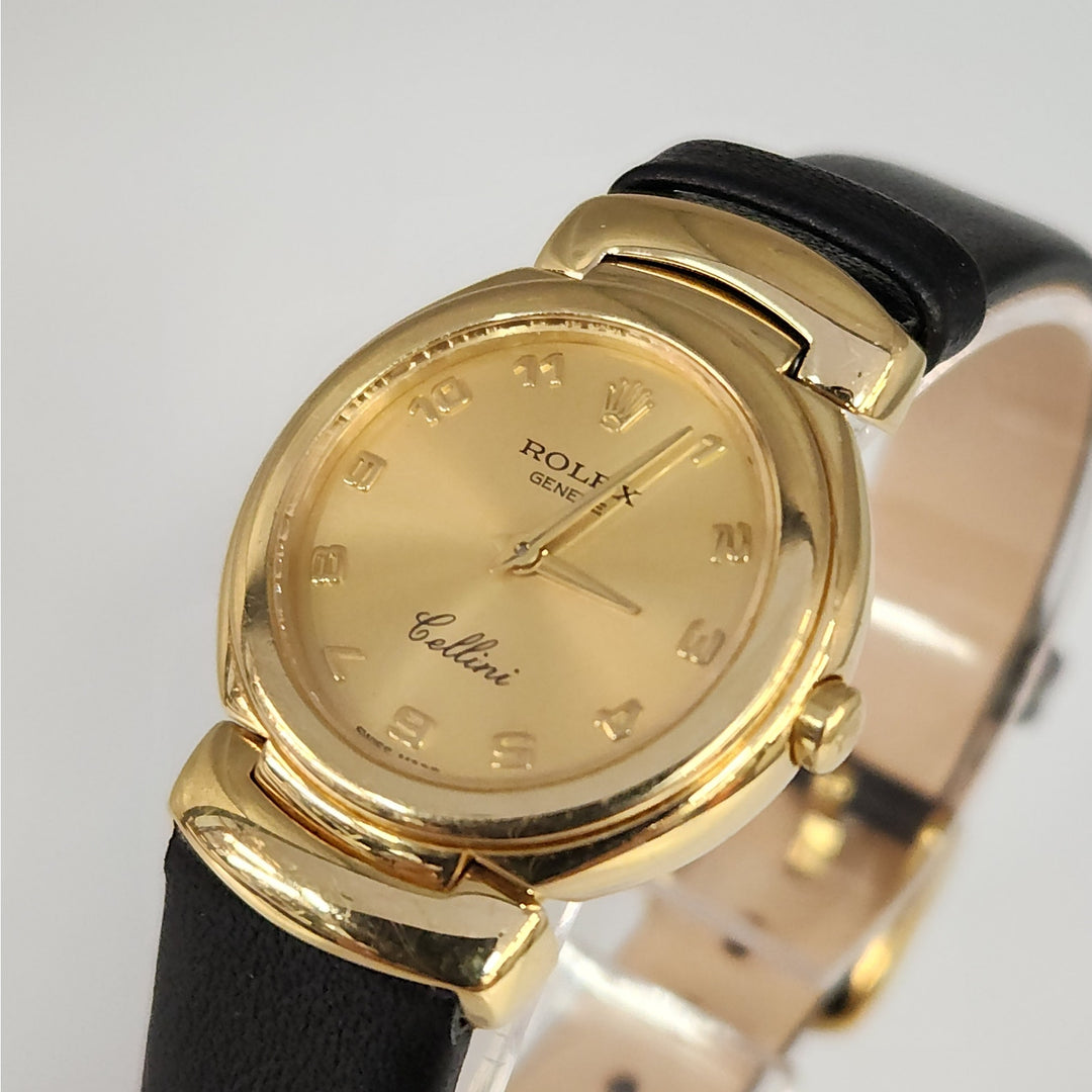 Vintage Rolex Cellini Ref.6621 18k Yellow Gold Ladies Watch-Aftermarket Strap