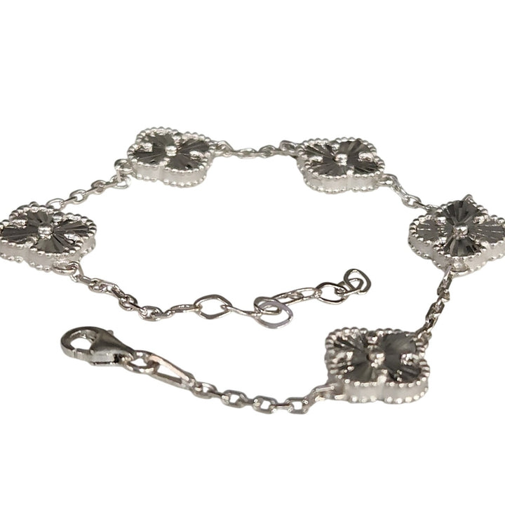 Fashion 925 Silver Textured Blossom Bracelet 8"