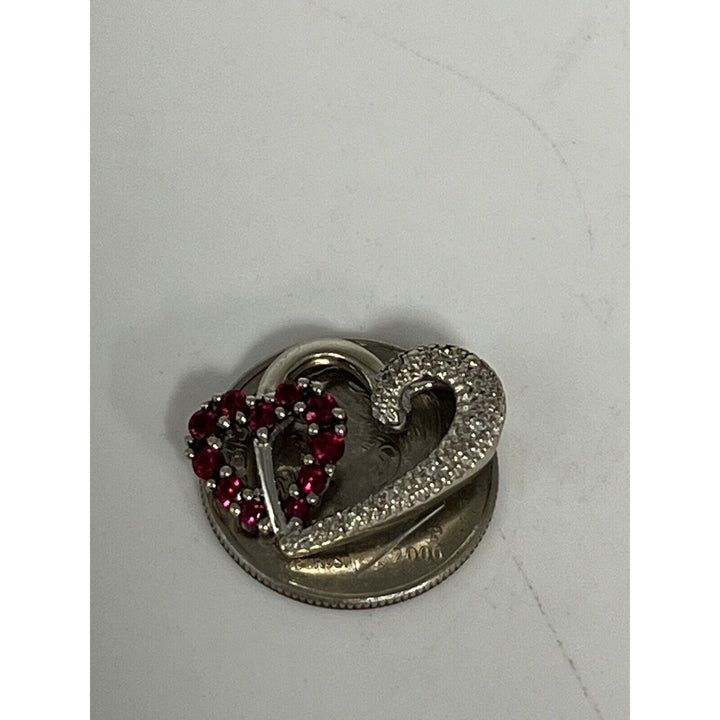 10k White Gold Diamond Heart Design Pendant