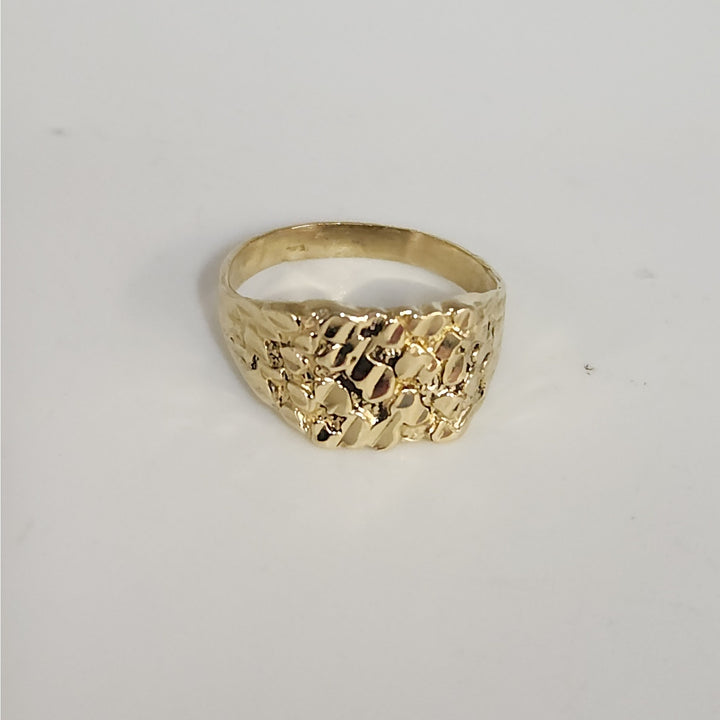 10K Yellow Gold Textured Nugget Ring Size 7.25