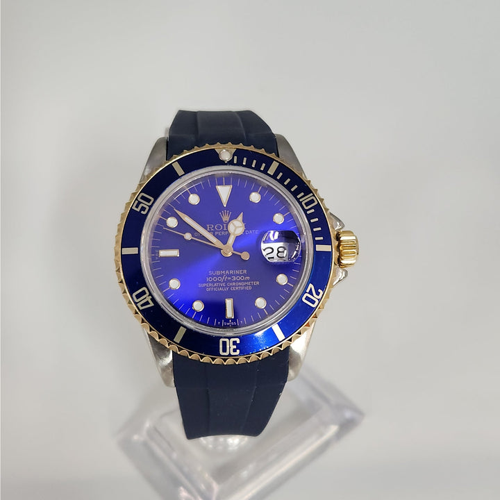Rolex Submariner 16803 Two Tone 18k Gold Blue Dial Automatic Men's Watch