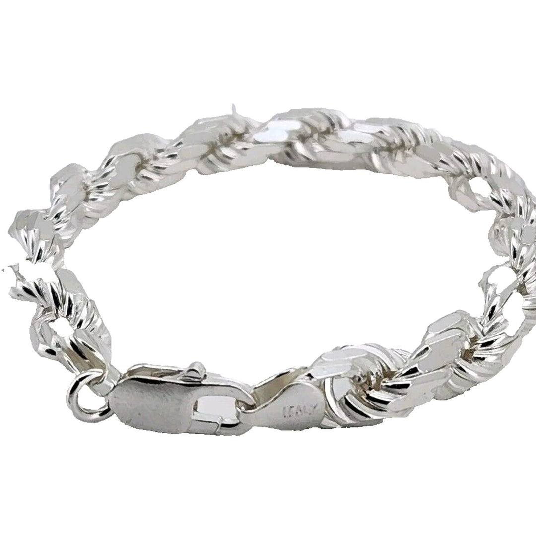Thick 925 sterling silver Rope Chain bracelet 8"