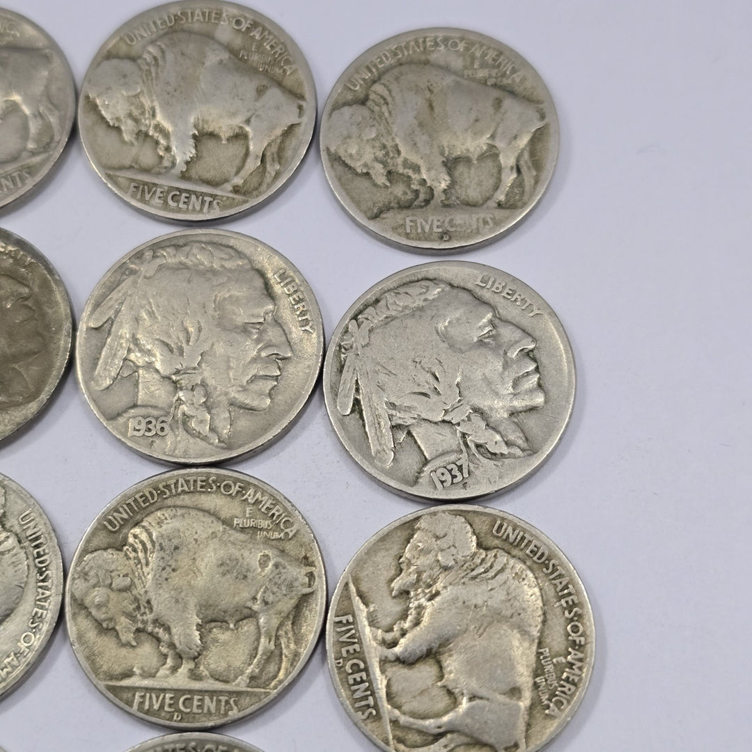 LOT OF 18 COINS MIXED Years Buffalo Nickels Circulated Ungraded Collectibles 5c