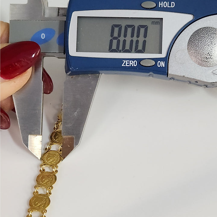 18k Yellow Gold Vintage Coin link Bracelet 7"