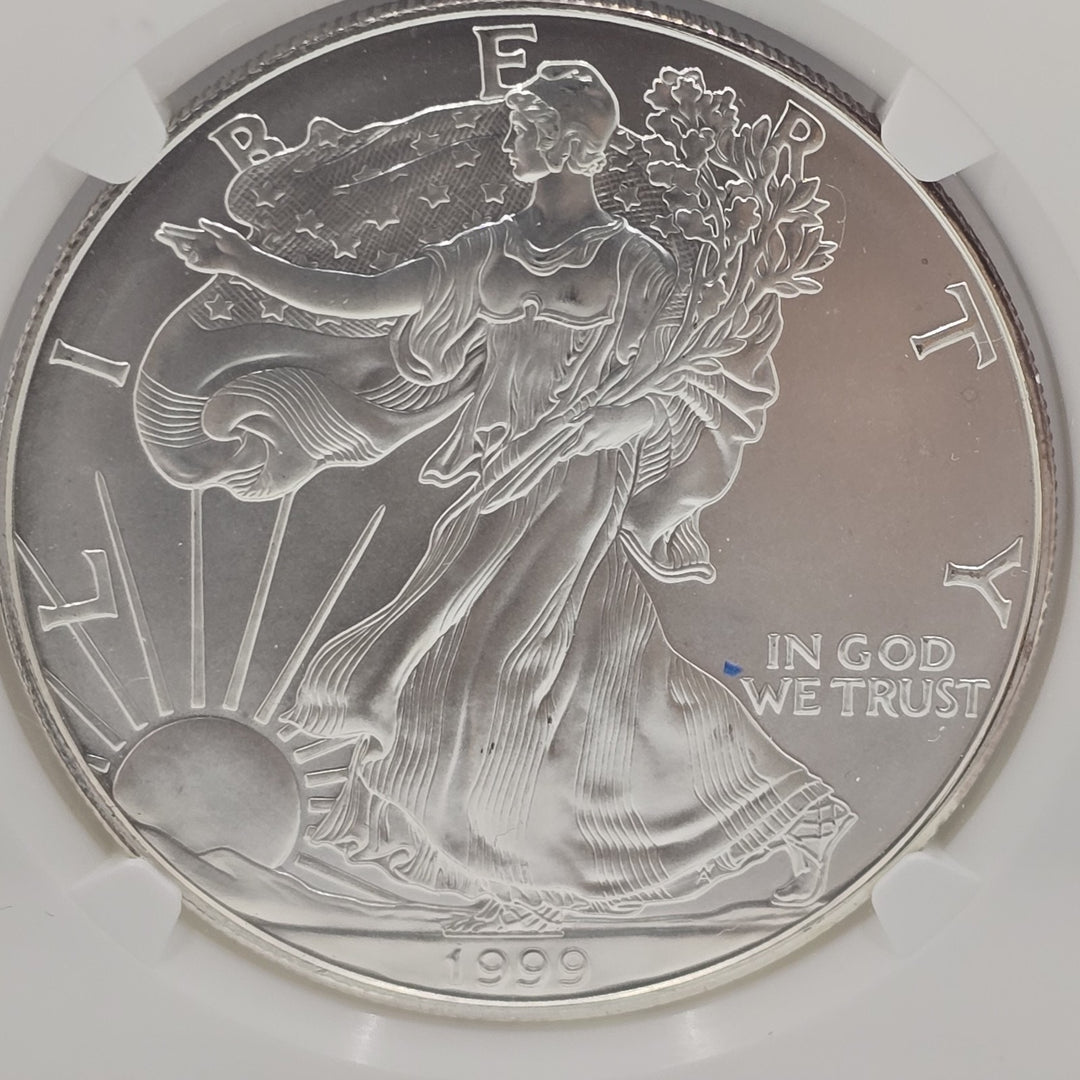 1999 American Silver Eagle, 1 Oz Fine .999 Silver USA Uncirculated $1 NGC MS69