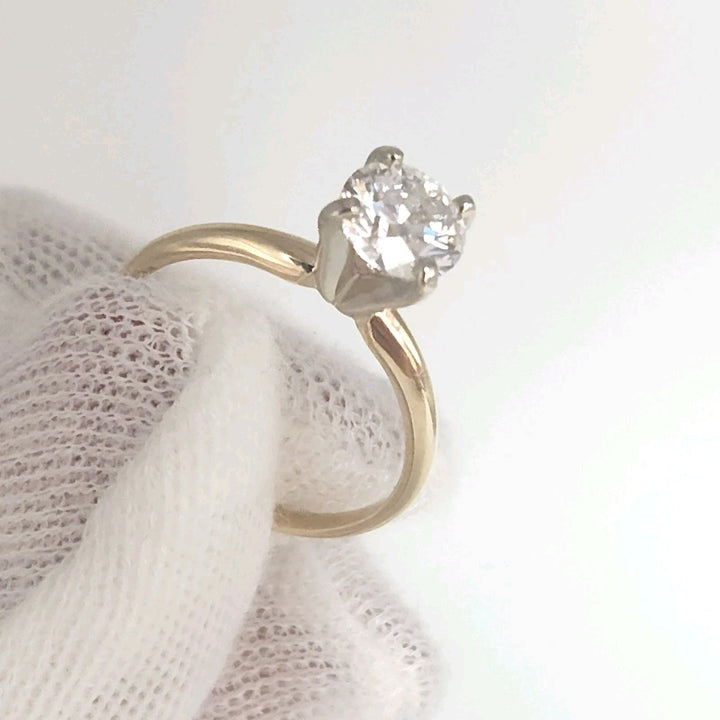 14k Yellow Gold Round Brilliant Diamond Lab Grown Engagement Ring 1.03 Ct, S6.25
