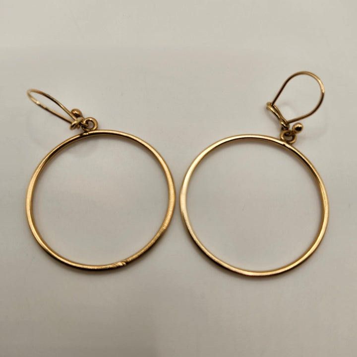 9k Yellow Gold Hoop Drop Earrings, 3.0g
