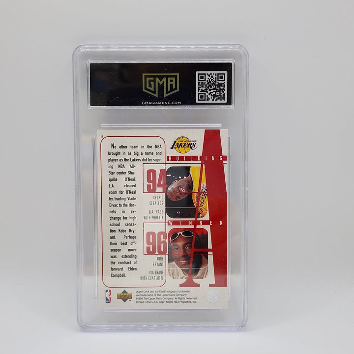 1996 Upper Deck #148 Kobe Bryant Rookie Shaq Building A Winner GMA 8.5