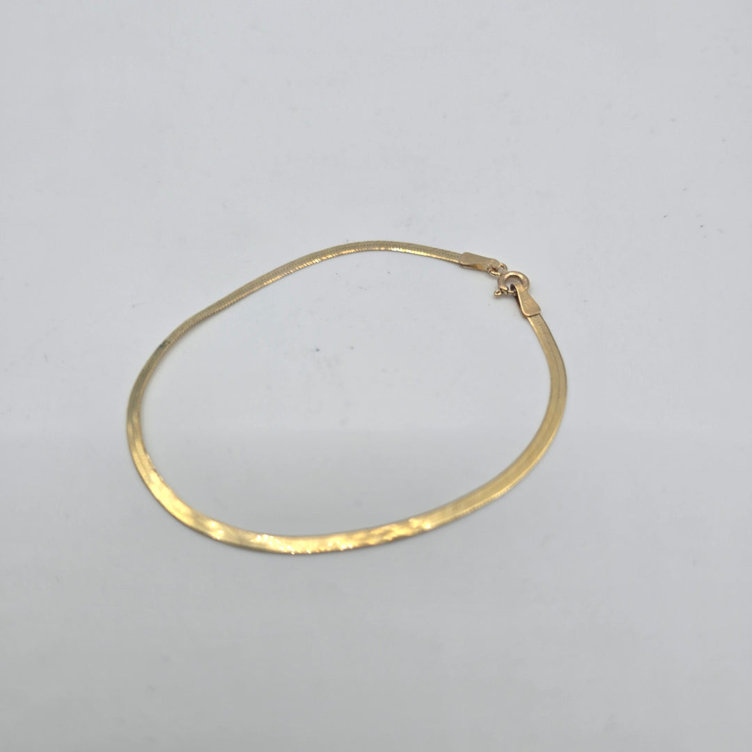 14K Yellow Gold Herringbone Chain Bracelet 7" 1.5g Italy
