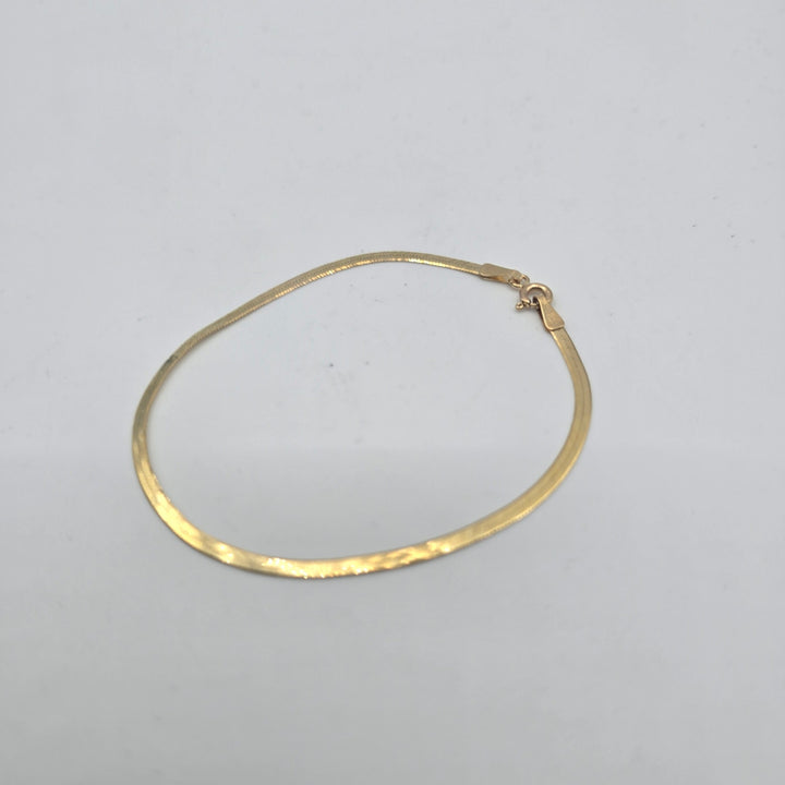 14K Yellow Gold Herringbone Chain Bracelet 7" 1.5g Italy