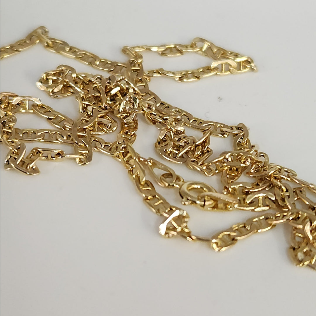 10K Yellow Gold Mariner Link Chain Necklace 20"