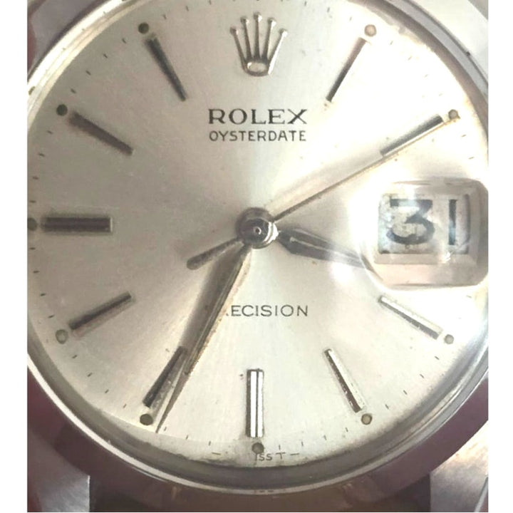 Vintage Rolex Oysterdate Precision 6694 Silver Dial Manual Wind 34mm
