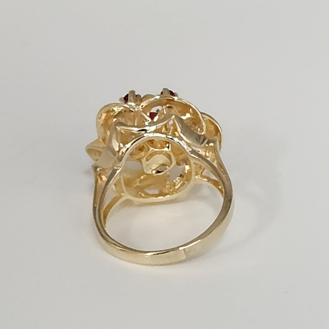 14k Yellow Gold Natural Sapphire Stunning Floral Design Ring Size 6.5