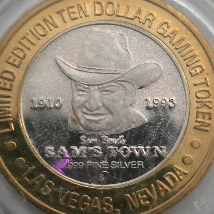 Lot of 4 Sam’s Town Las Vegas $10 Gaming Tokens .999 Silver Centers Vintage